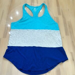 SO juniors XL blue gray color block razorback tank